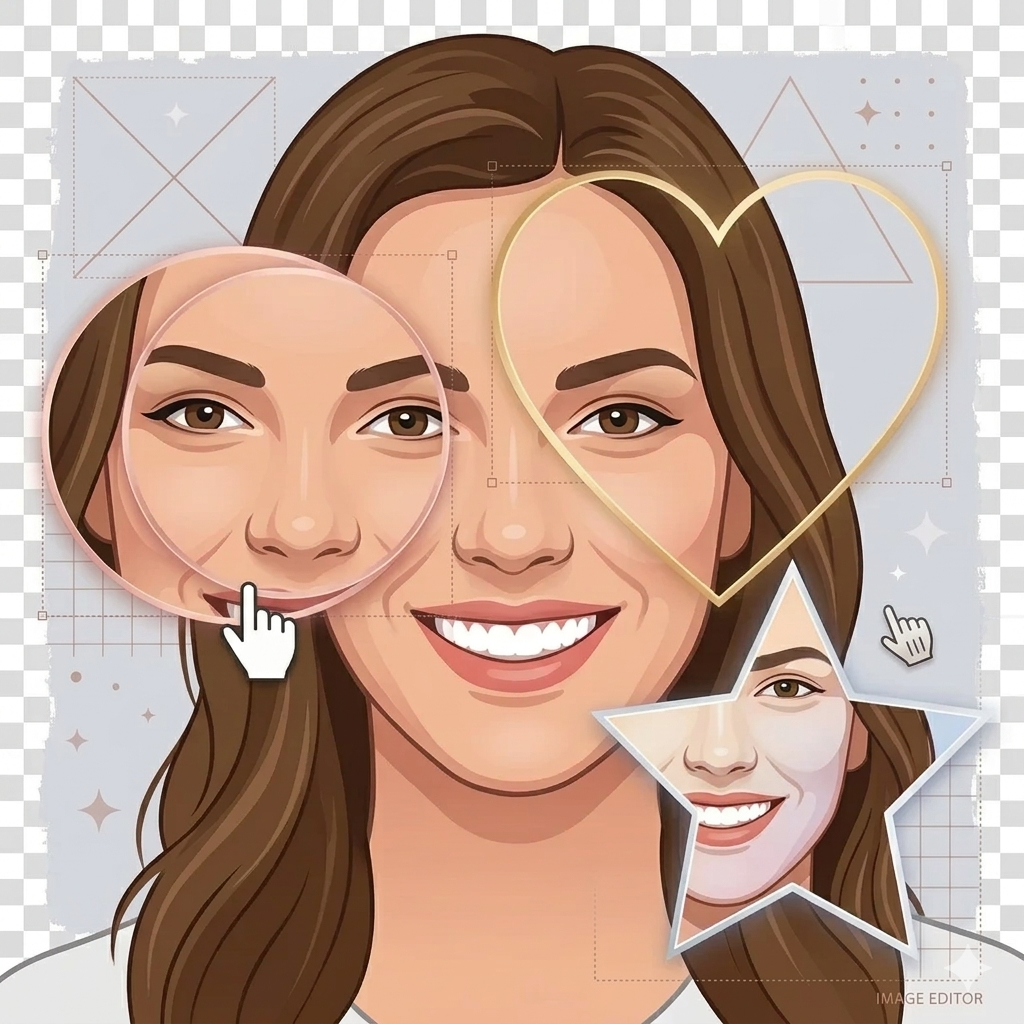 Picture cropper showing circle heart star and rhombus shape examples